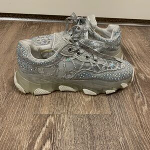 Silver rhinestone trainers size 7.5 #glamour
